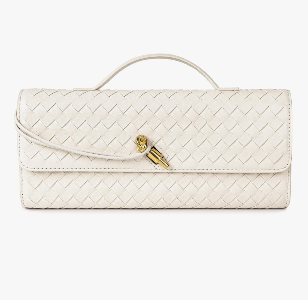 Few Moda - Chic Cream Woven Clutch and Crossbody Purse